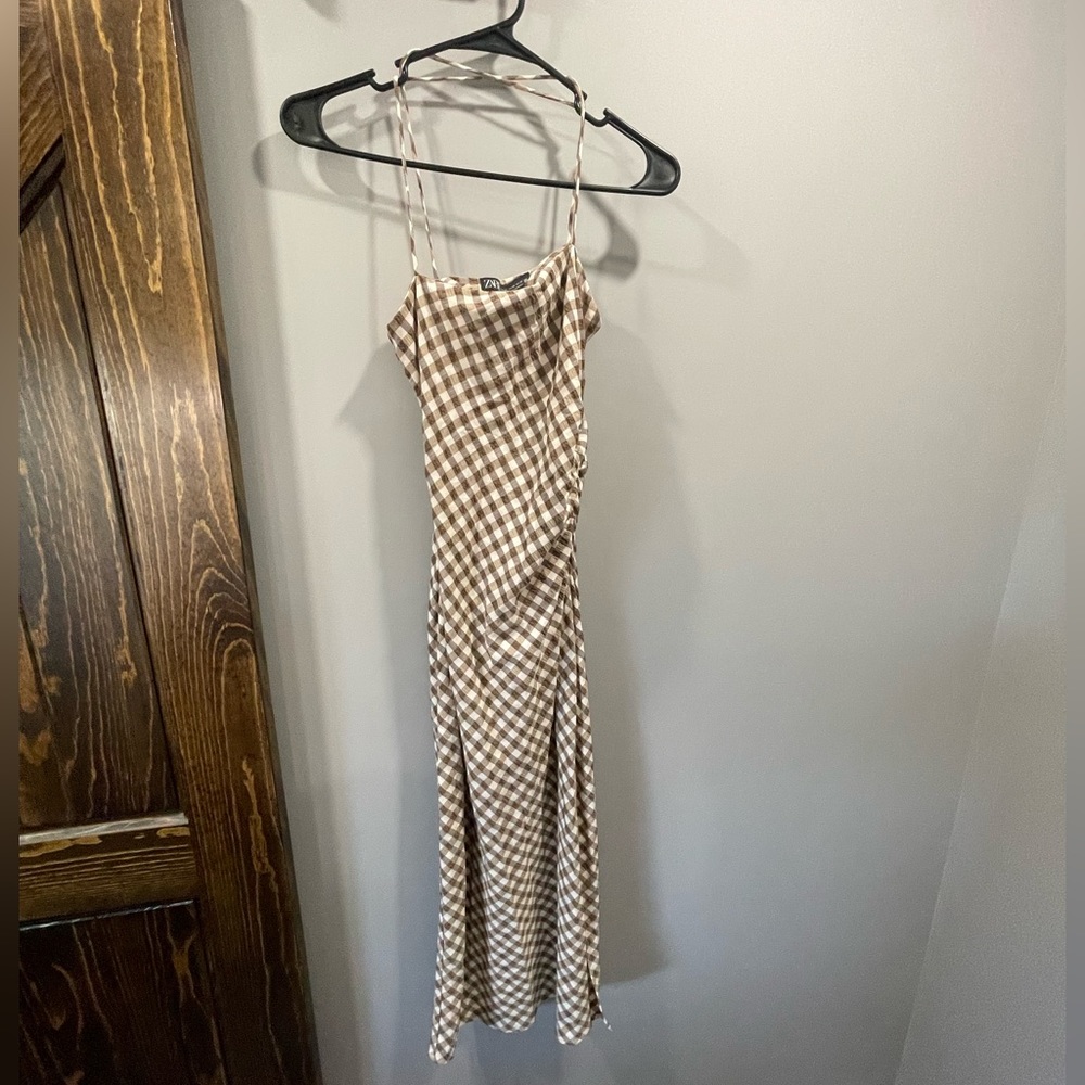 Zara midi gingham dress size XS